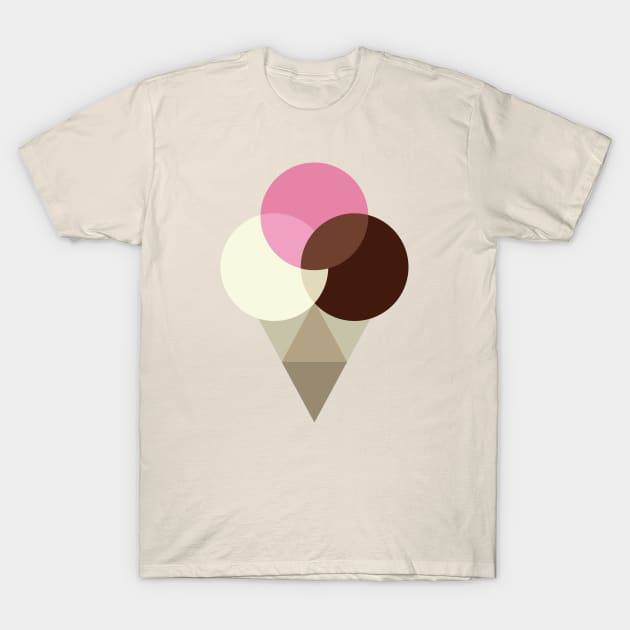 Neapolitan Ice Cream Cone T-Shirt by Dellan